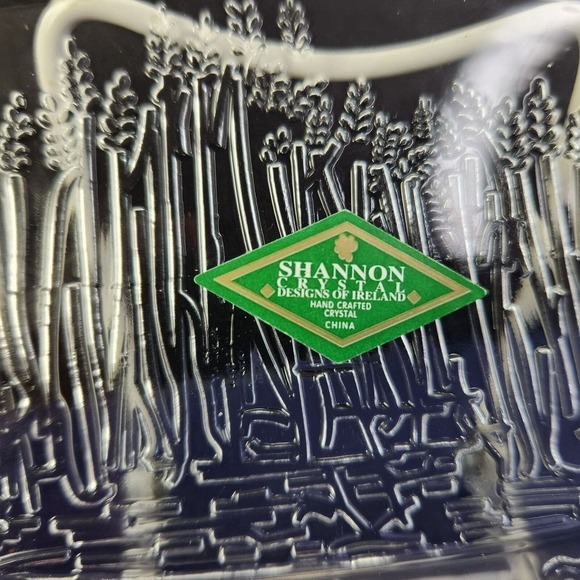 Godinger Lead Crystal Bread Serving Tray Shannon Clear Glass Food Buffet New - Picture 10 of 10